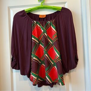 Voom by Joy Han Dolman Sleeve Top Sz M Purple Orange